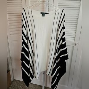 Lauren Ralph Lauren Poncho Cape Women Cotton Modal Stripe Classic Glamor L/XL